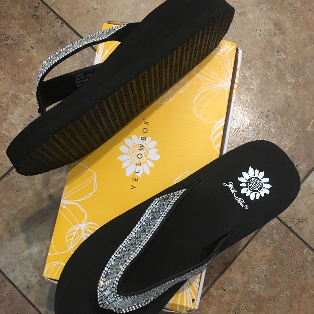 Brand new yellow box blingy sandals